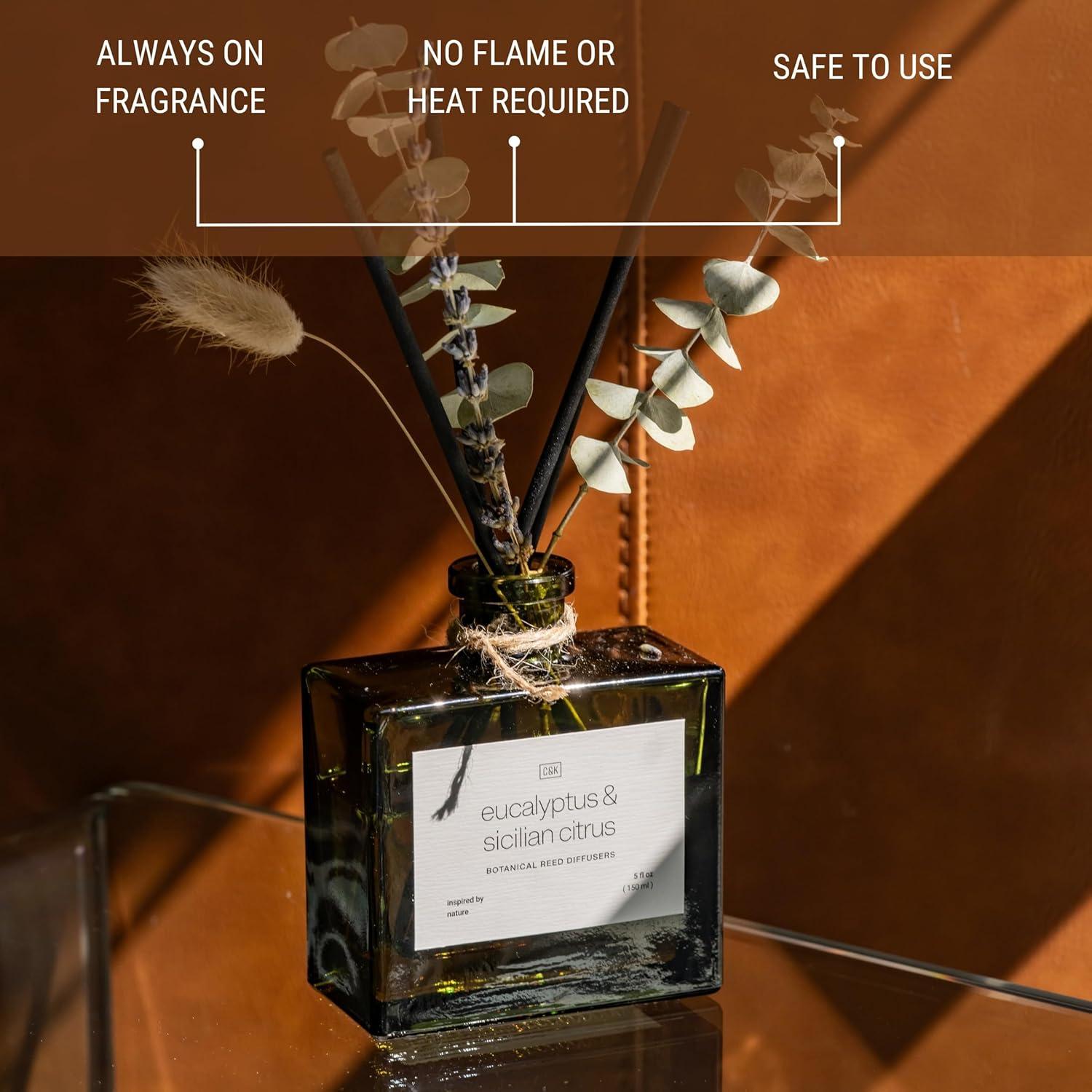 Craft & Kin Reed Diffuser Set With Flower For Home With Eucalyptus & Sicilian Citrus Scent