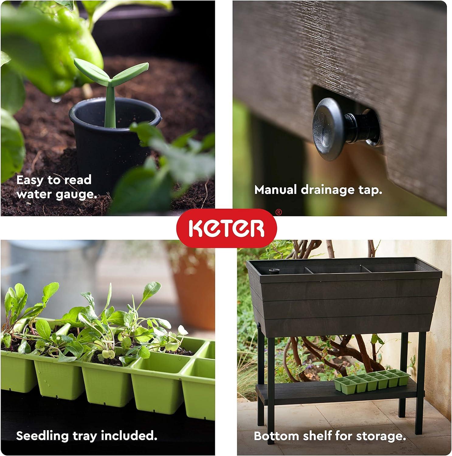 Graphite Resin Elevated Garden Bed with Self-Watering System