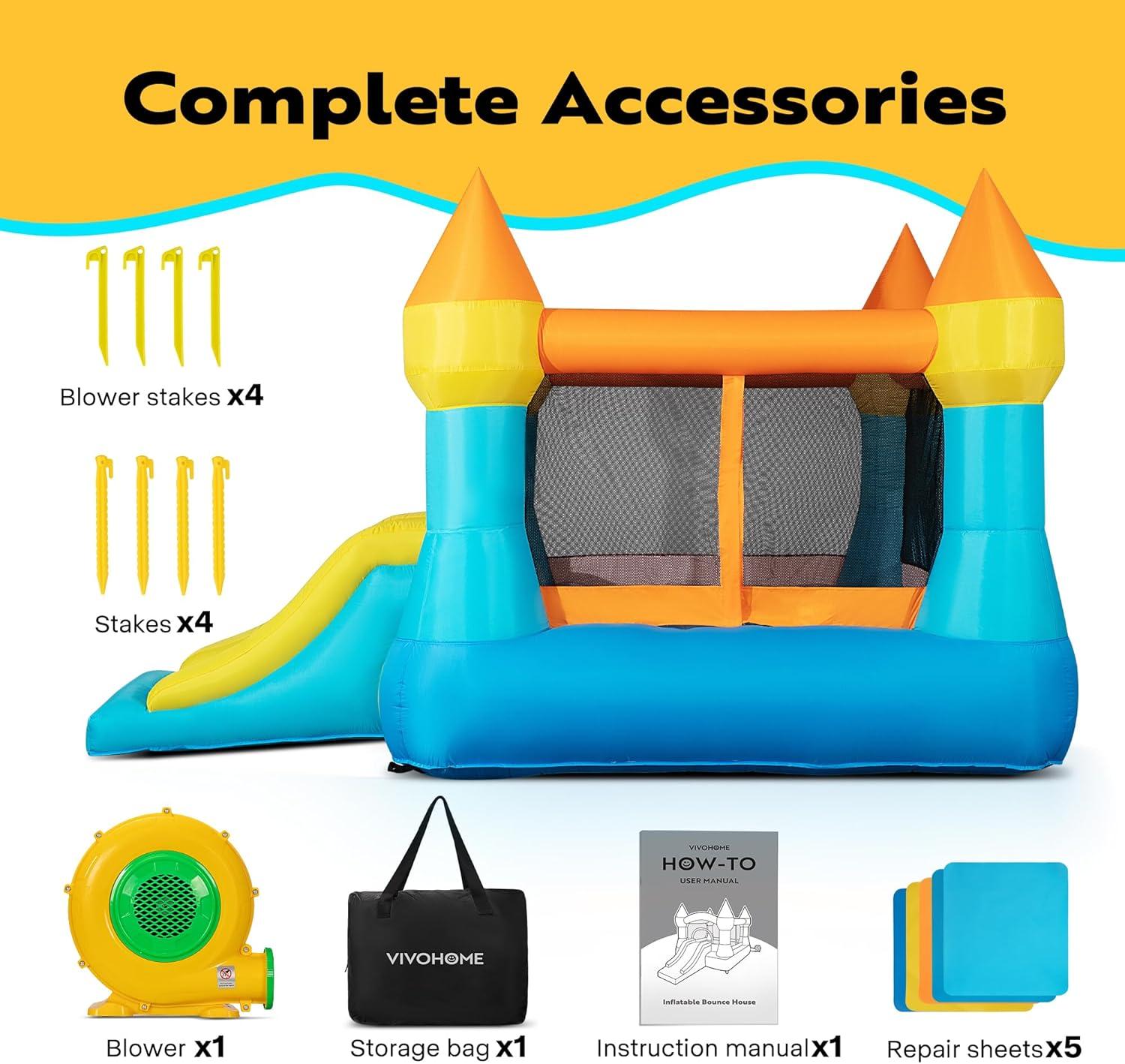 Vibrant Inflatable Bounce House with Slide and Blower