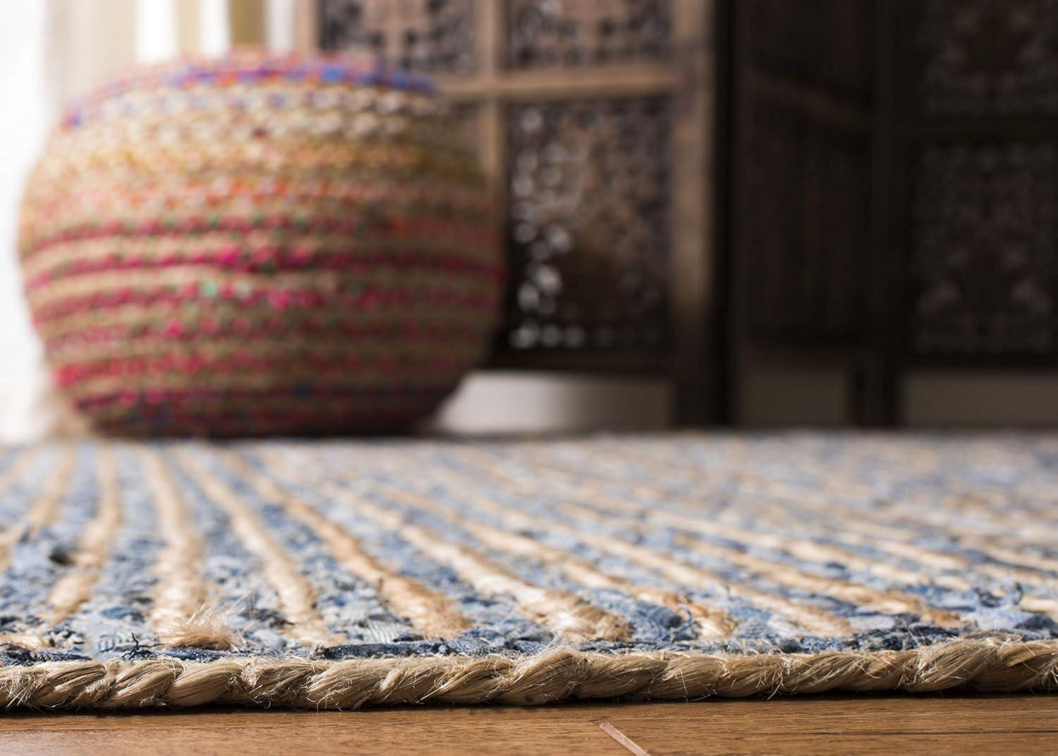 Cape Cod CAP250 Hand Woven Area Rug - Natural/Blue - 6'x6' - Safavieh.