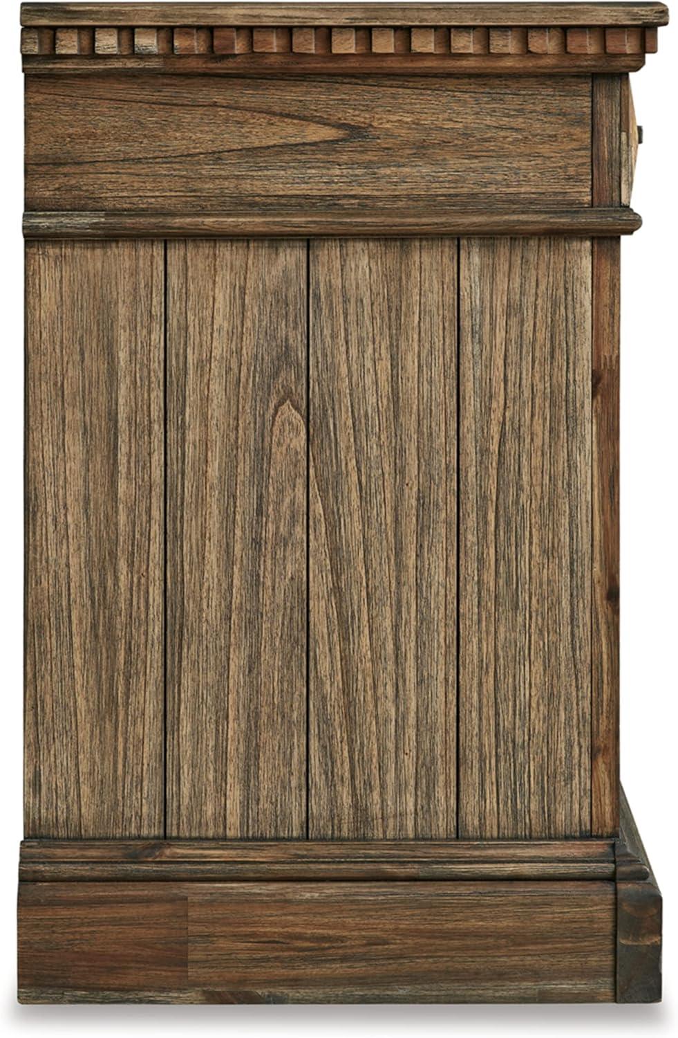 Vintage-Inspired Markenburg 3-Drawer Nightstand with USB Ports, Brown