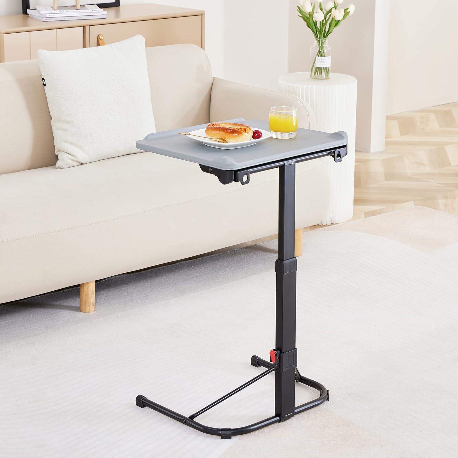 Gray Adjustable Folding TV Tray Table with Metal Frame