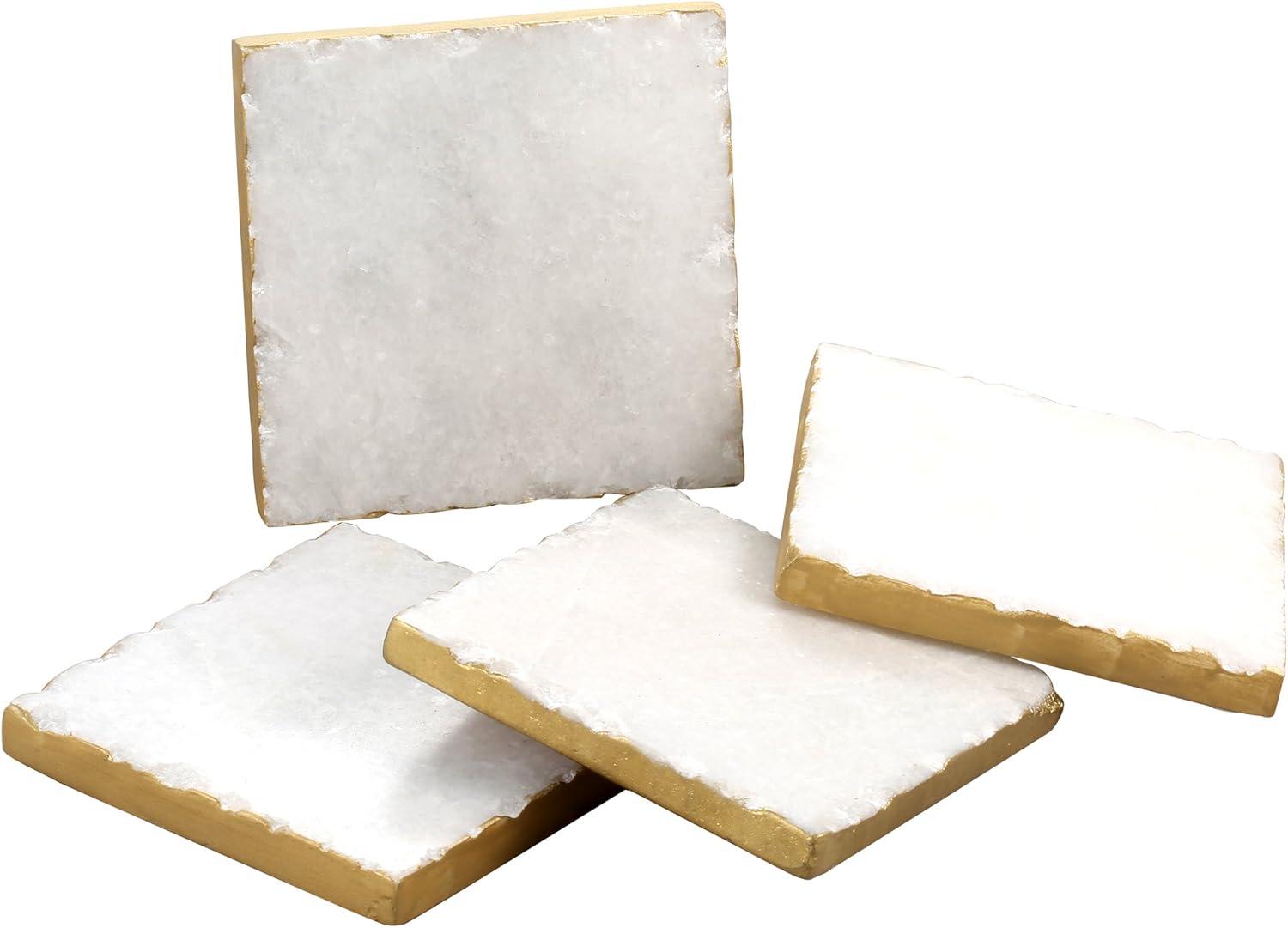 Providence Natural White Marble Coasters with Edges