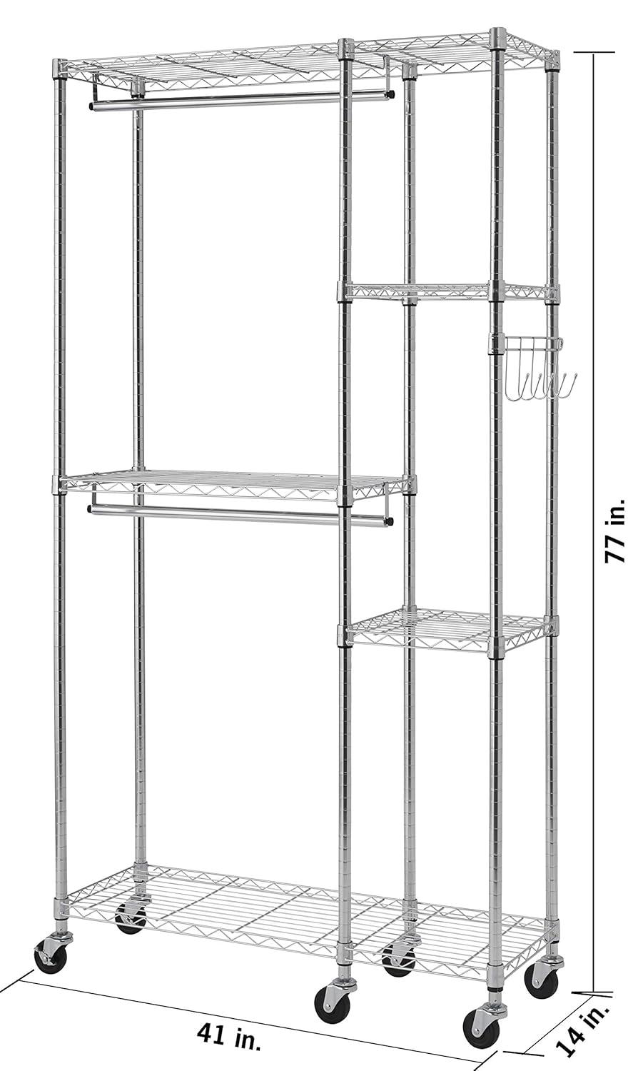 Chrome Wire Free-Standing Closet with Adjustable Shelves