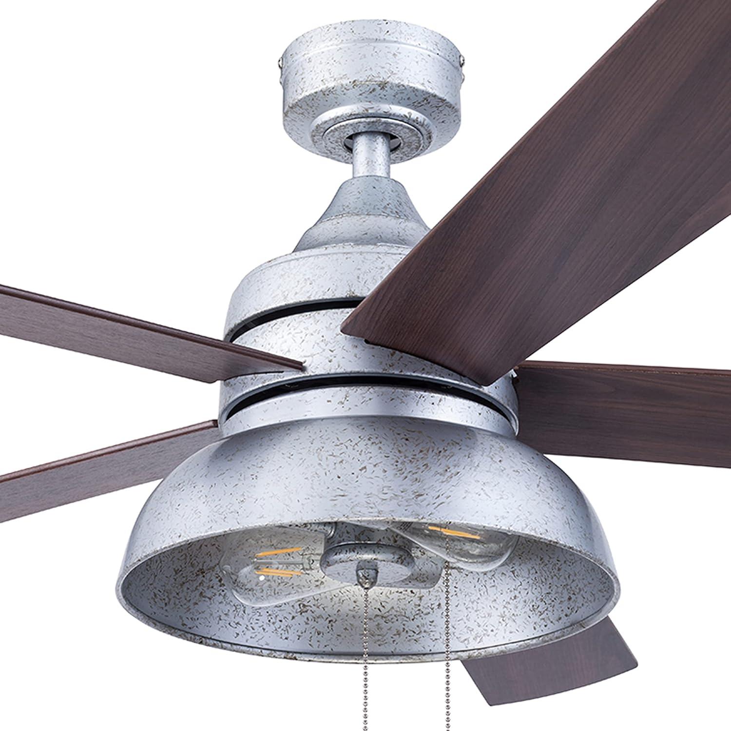 Prominence Home 51660-45 Brightondale Ventilador de Techo LED para Interiores y Exteriores de Estilo Industrial de 52 Pulgadas con Luz - Galvanizado