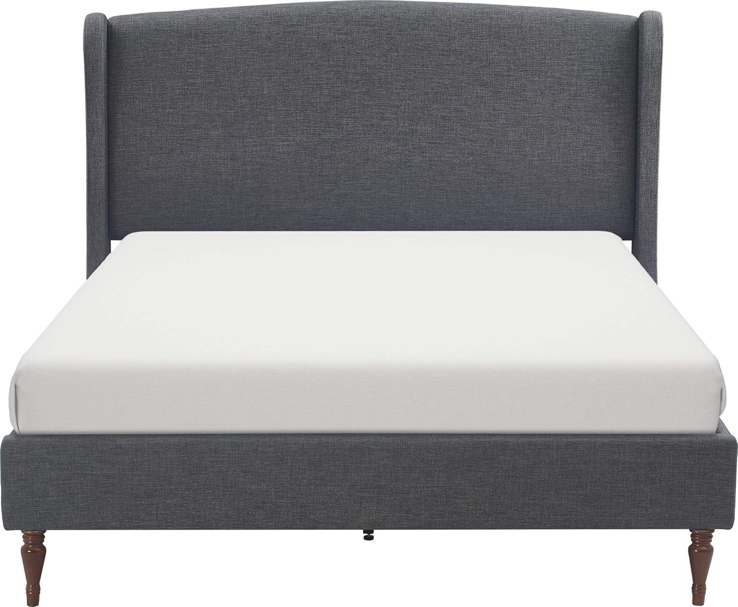 Queen Elmhurst Upholstered Wing Bed Frame Gray - Finch