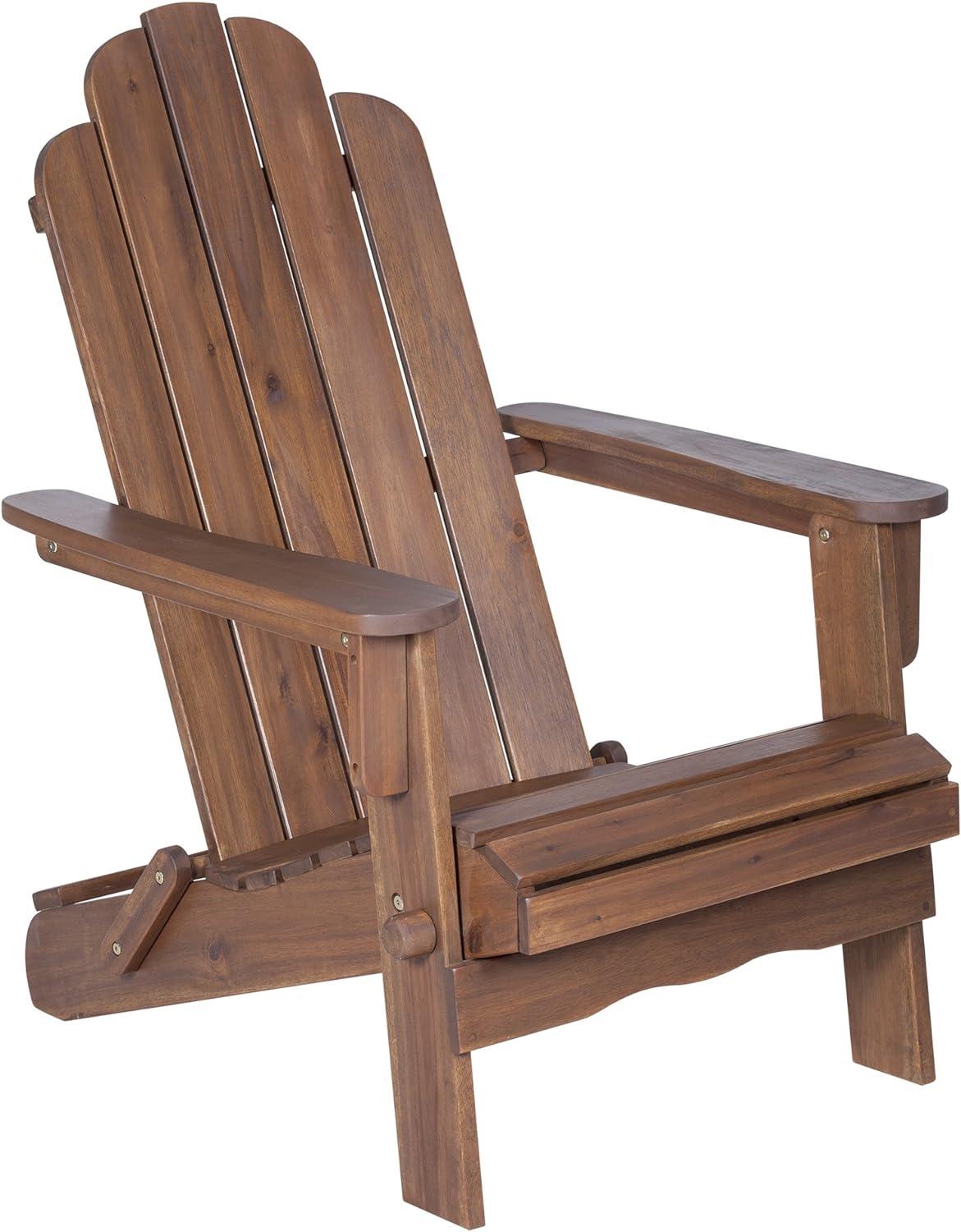 Dark Brown Acacia Wood Foldable Adirondack Outdoor Chair