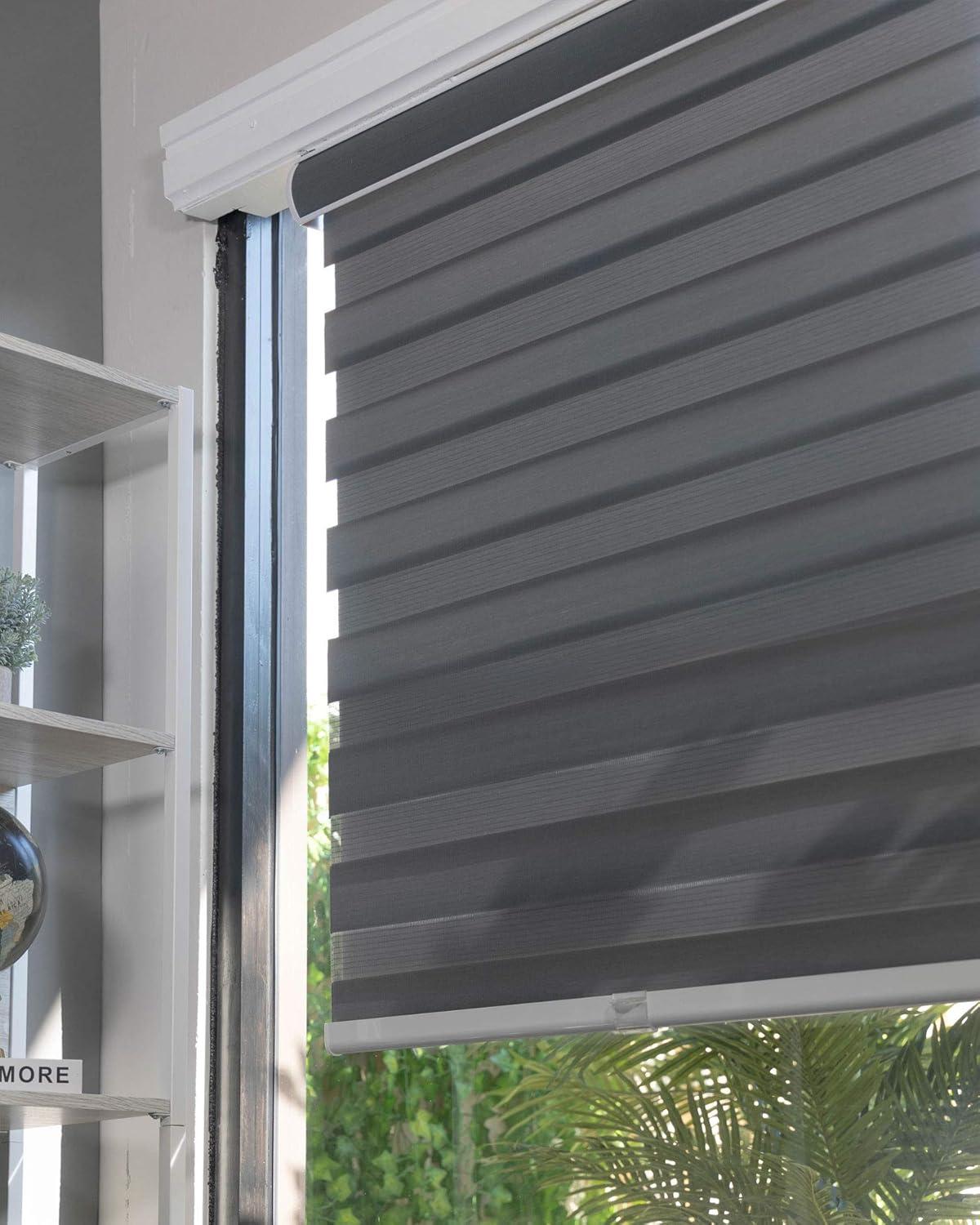 CHICOLOGY Zebra Roller Shade , Window Zebra Blind , Light Filtering , Basic Slate, 23"W X 72"H