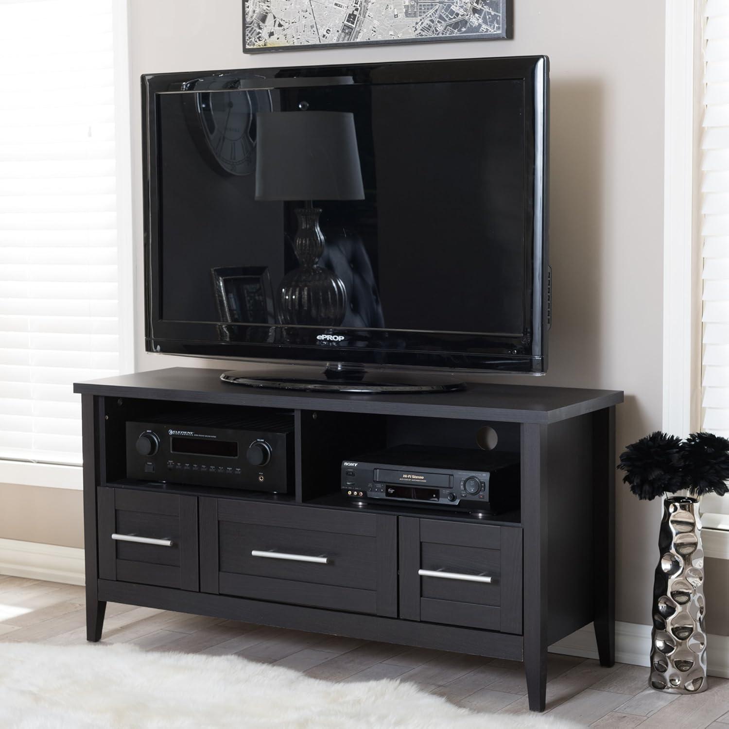 Baxton Studio Espresso TV StandThree Drawers