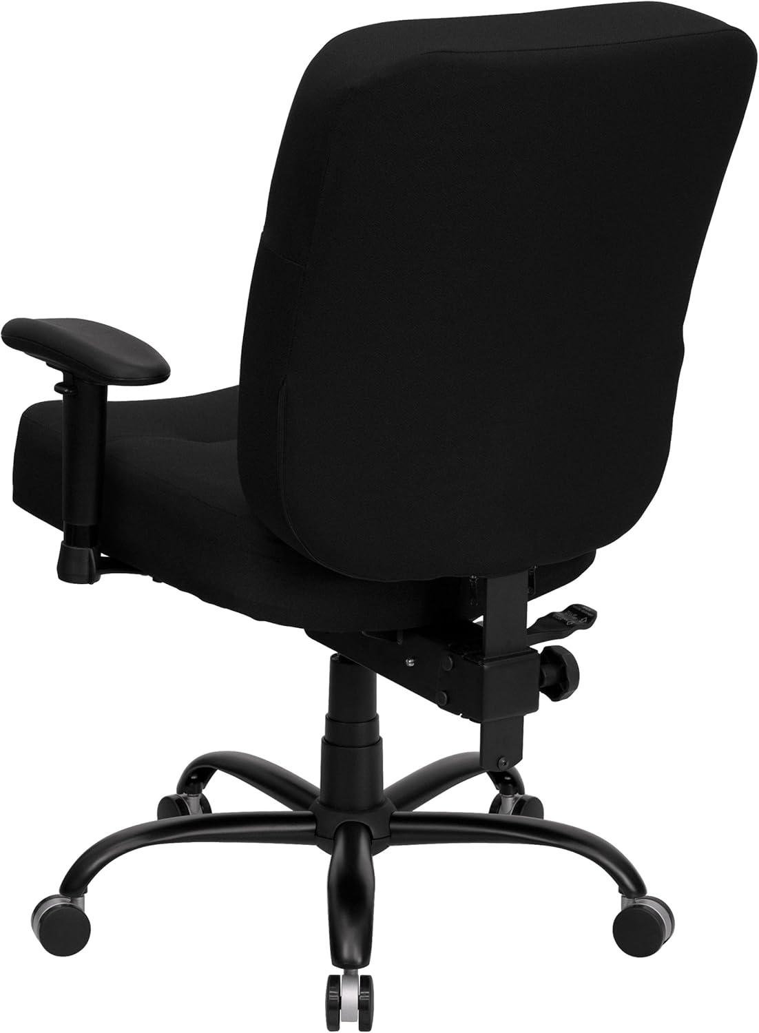 BizChair Big & Tall 400 lb. Rated High Back Black Fabric Executive Swivel Ergonomic Office Chair with Rectangular Back and Adjustable Arms