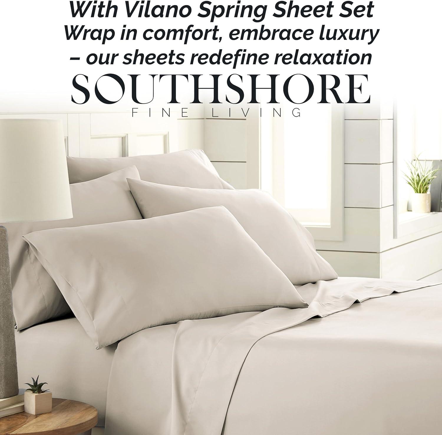 Southshore Fine Living, Inc. 6-Piece, 21-Inch Queen Sheets Deep Pocket, Pet Hair Resistant Queen Bed Sheet Set with Extra Deep Pocket Fitted Sheet, Bone Colored Sheets and Pillow Cases Set of 4, Bone