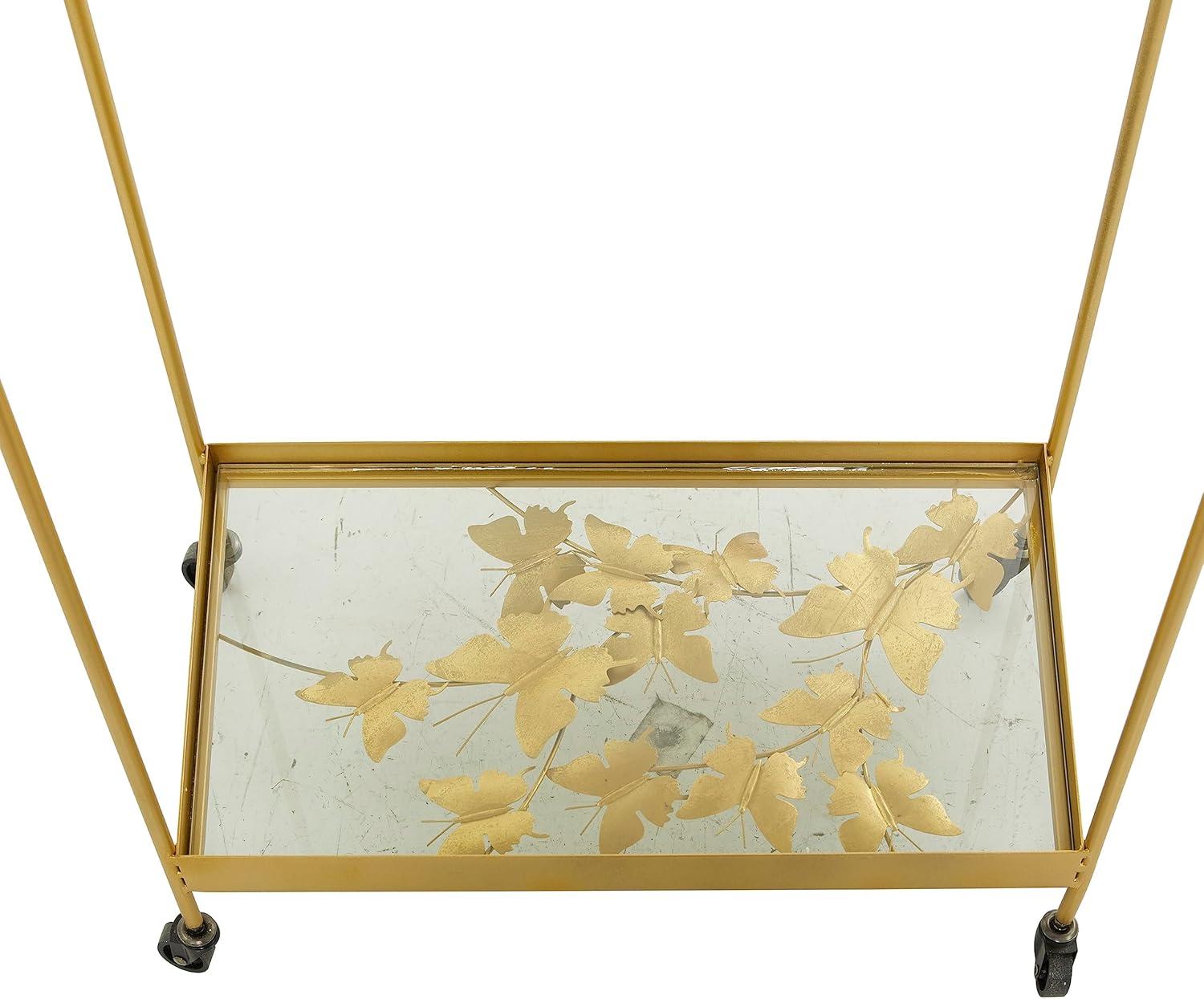 DecMode Metal Bar Cart Contemporary Gold