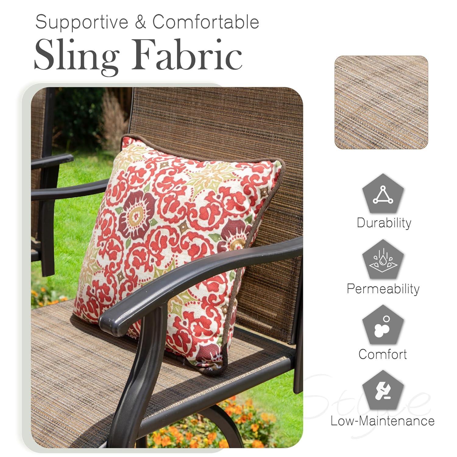 Swivel 4-Piece Metal Outdoor Bar Stool Chair High Bar Stools in Brown