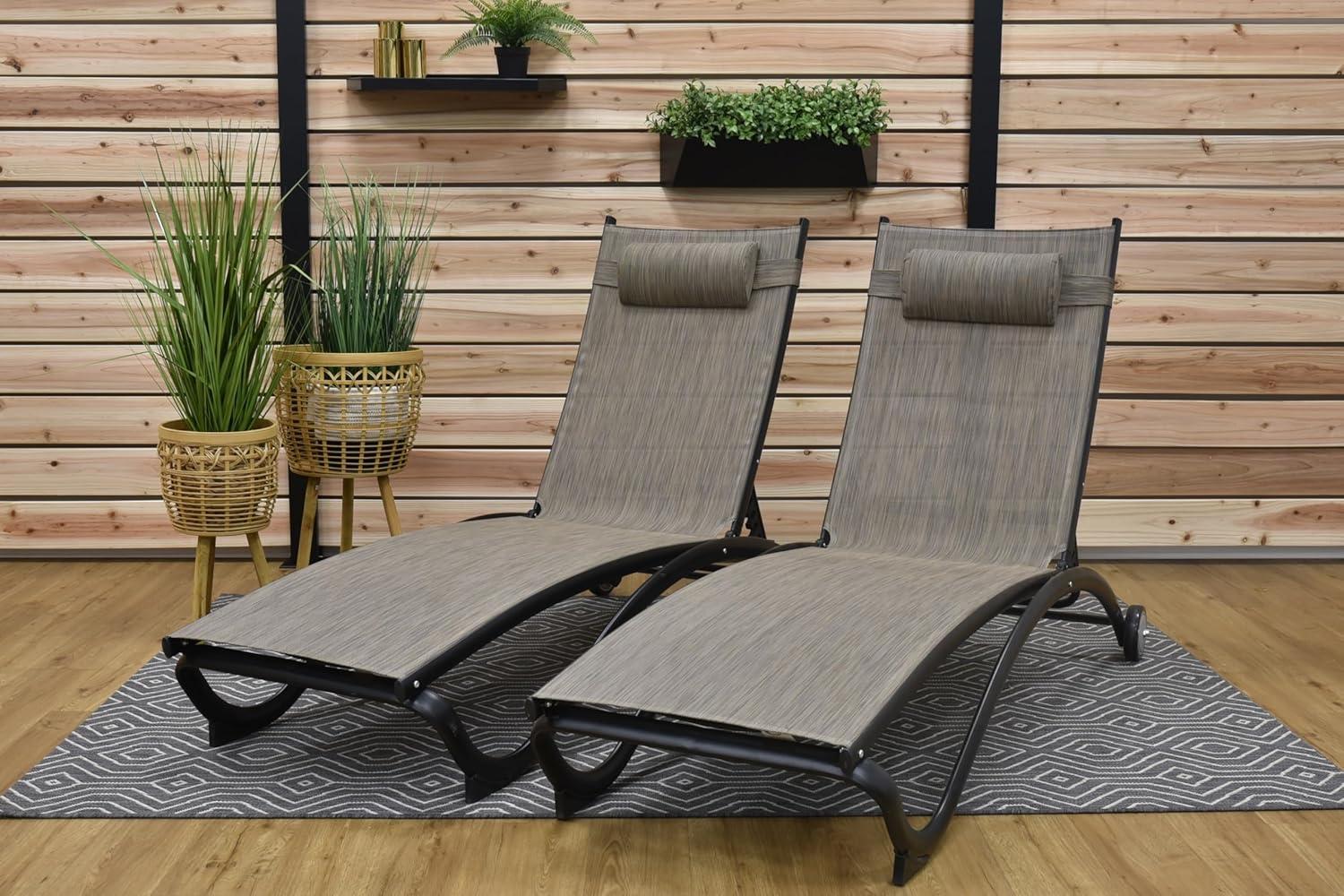 Vivere aluminum Glendale Lounger Set Made with Premium Phifertex Outdoor Fabric ( 330 lb Capacity) Granite