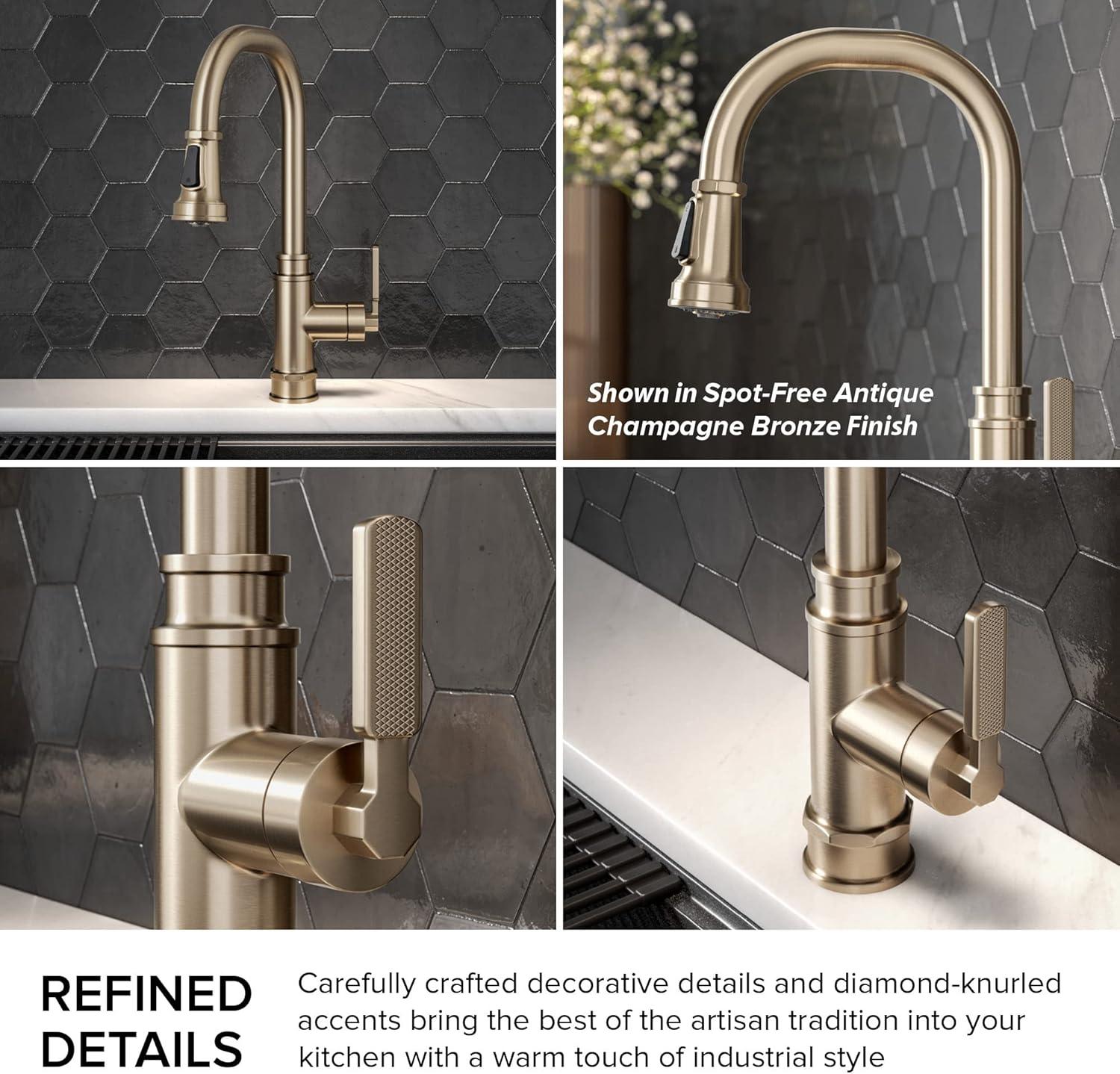 Allyn Transitional Industrial Pull-Down Single Handle Kitchen Faucet