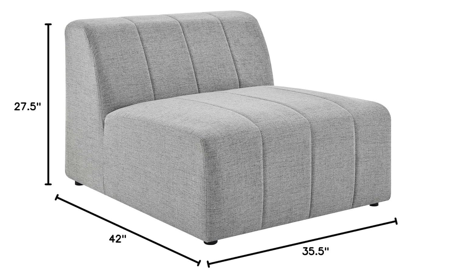 Modway Bartlett Polyester Fabric Upholstered Armless Chair in Light Gray