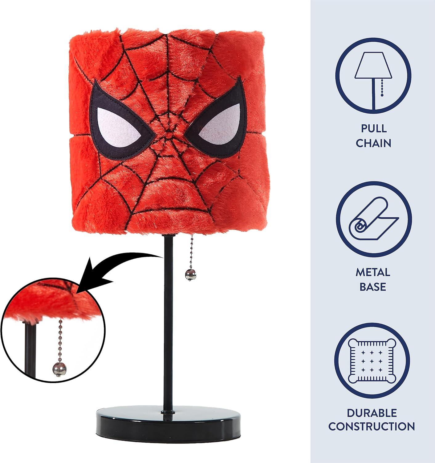Marvel Spiderman Soft Plush Kids' Table Stick Lamp Light, 15", Red, Plug-In, 1-Light