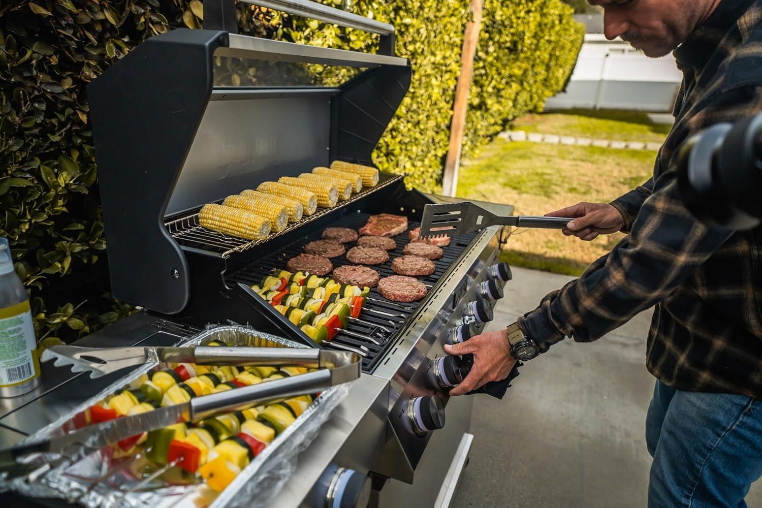 Denali 6-Burner Stainless Steel Natural Gas Grill with Side Burner