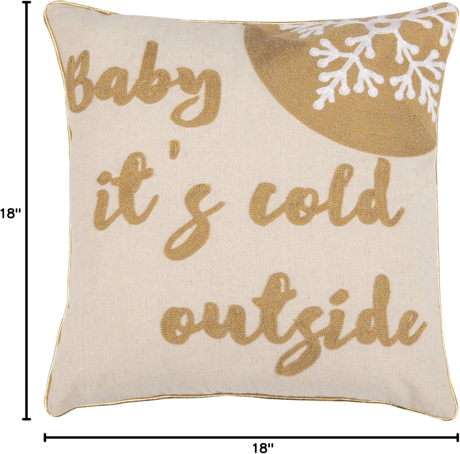 Cold Outside Pillow - Beige/Gold - 18"X18" - Safavieh