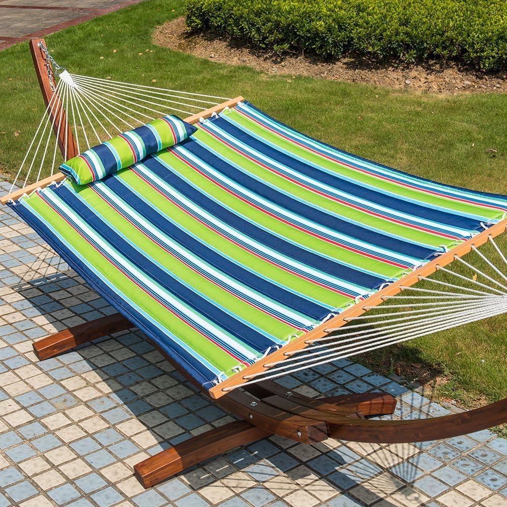 Lazy Daze 12-ft. Quilted Double Hammock with Detachable Pillow, Green/Blue