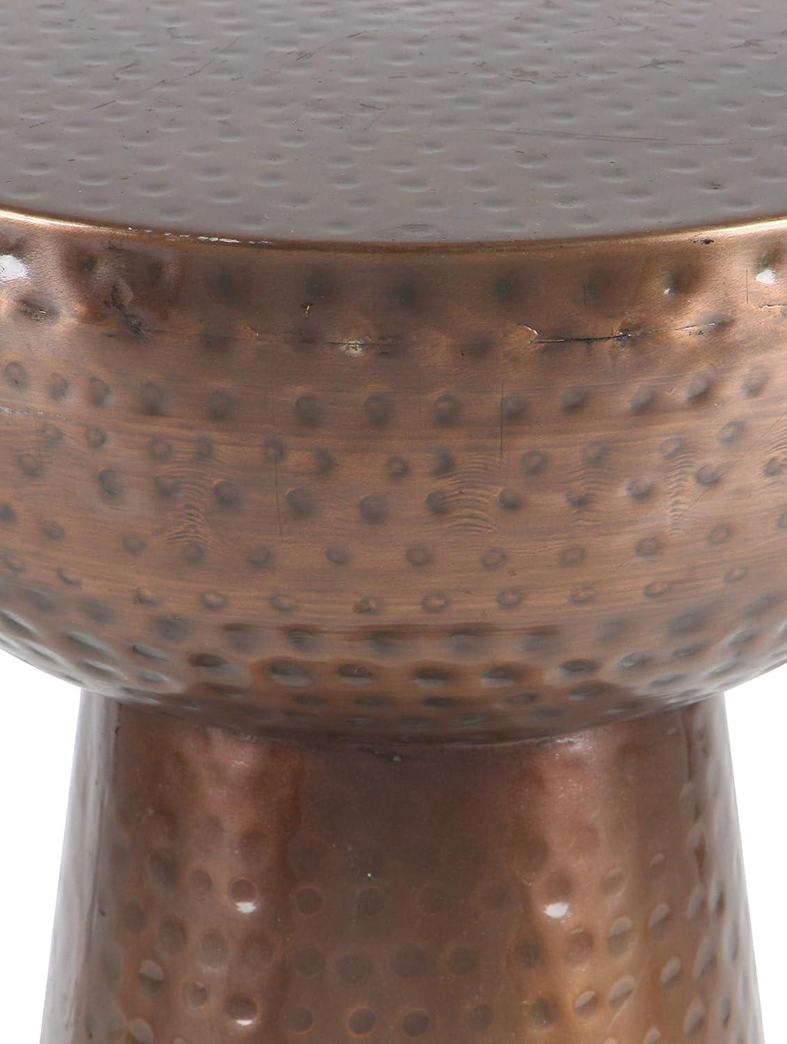 Ivy Bronx Dolina Metal Handmade Side End Accent Table with Hammered Design