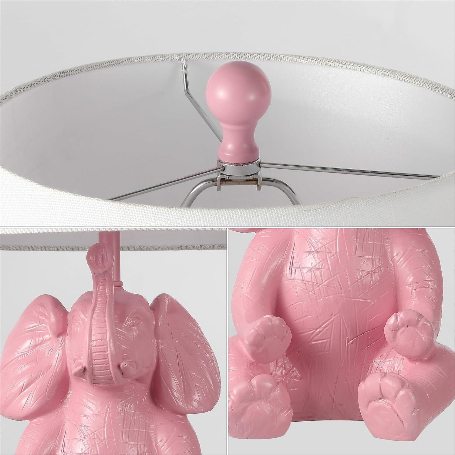 Kairi 21" Modern Shabby Chic Resin/Iron Happy Elephant LED Kids' Table Lamp with Phone Stand, Pink