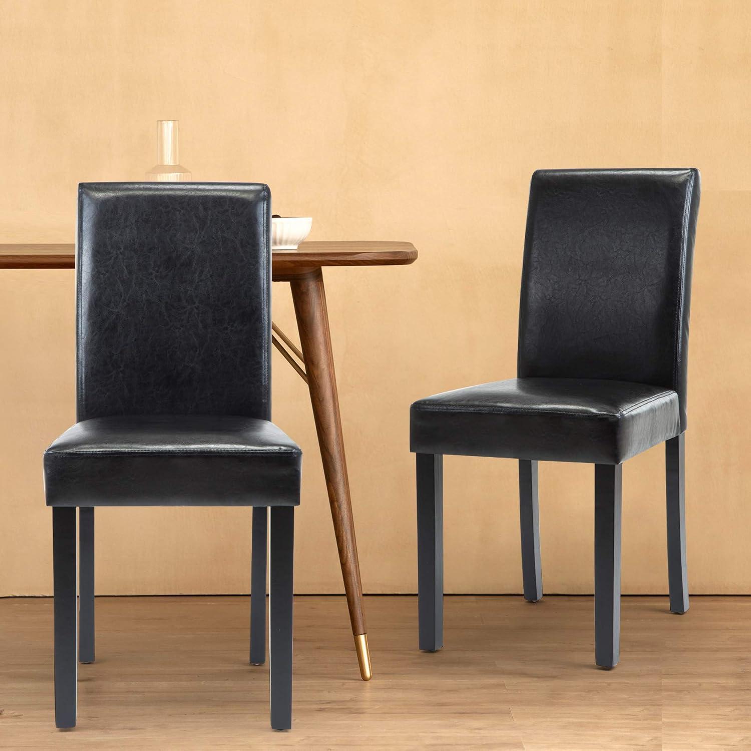 Tangkula Dining Chair Set of 4 w/ Acacia Wood Frame & Rubber Wood Legs Padded Backrest Black