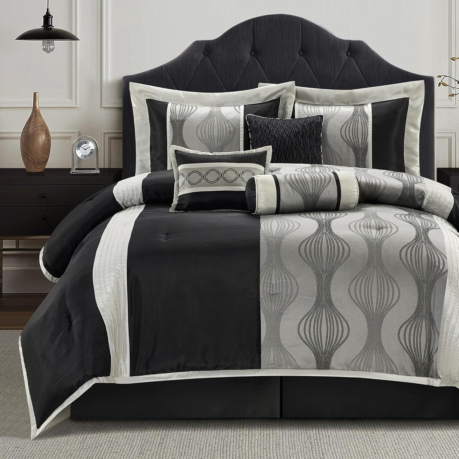 Nanshing 7pc California King Kath Comforter Set Silver