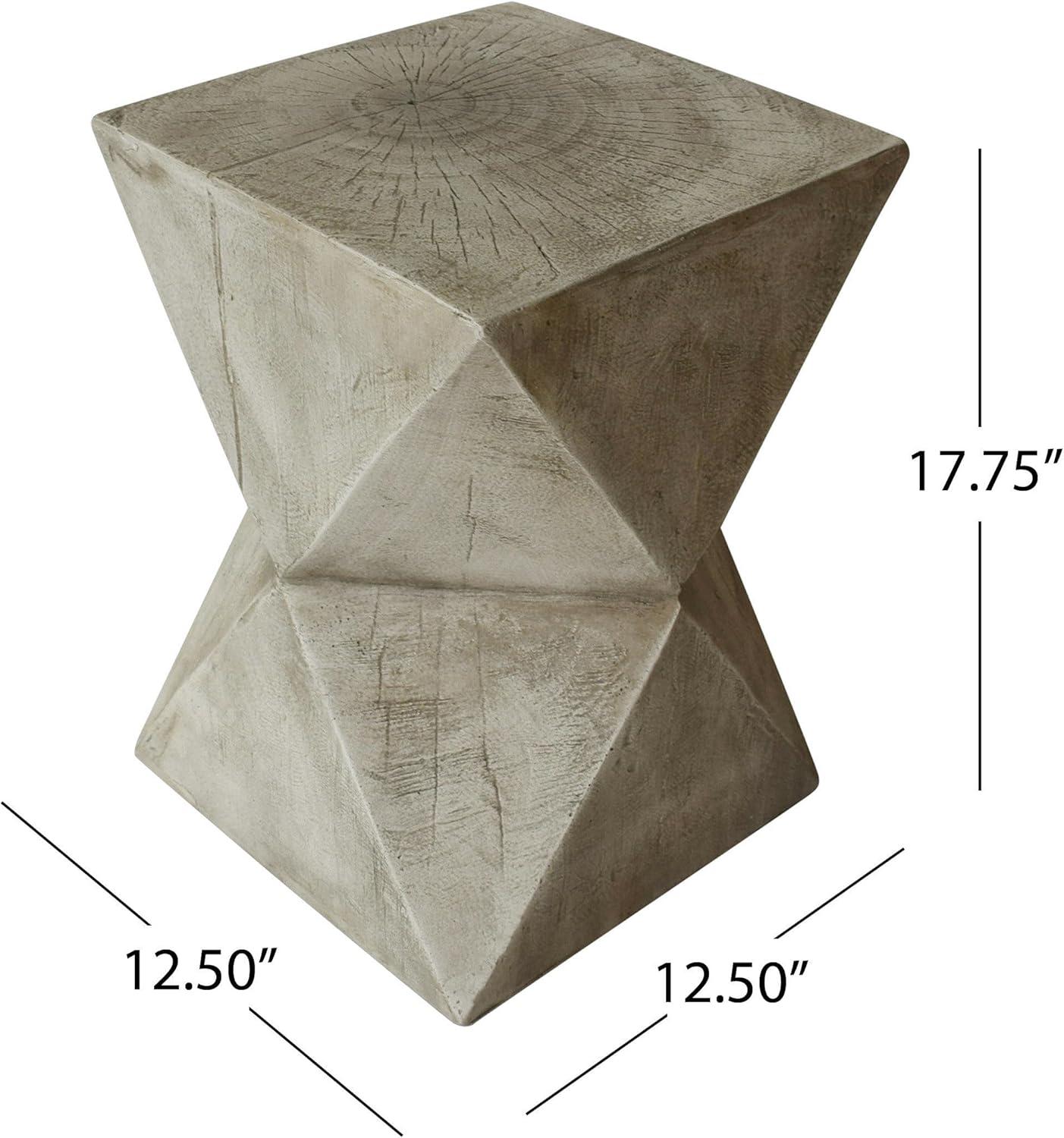 Lux Outdoor Lightweight Concrete Accent Table, Light Gray