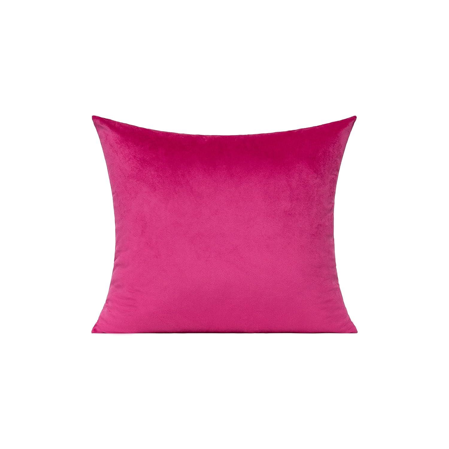 RainRoad Hot Pink Throw Pillows Covers Set of 2 Soft Velvet Decorative Pillow Covers 18x18 Inch for Couch Bed(Hot Pink, 18" x 18"(Pack of 2))