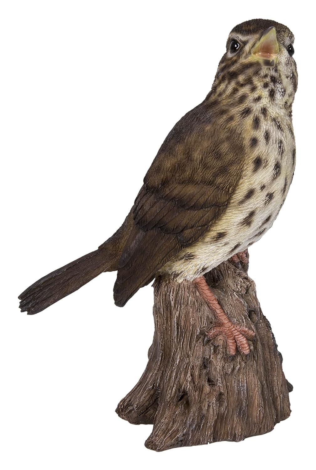 Songbird Standing on Stump Statue
