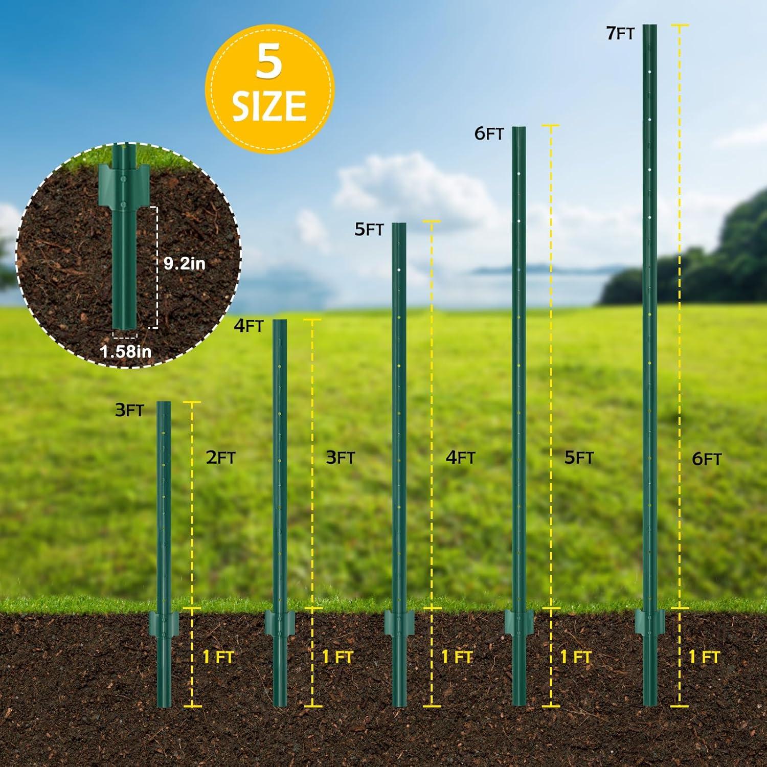 Fence Posts 3Feet - 10Pack, Heavy Duty Metal Fence Post with U-Channel, Steel Fence U-Post for Holding Garden Wire Fence, Corner Anchor Posts etc.