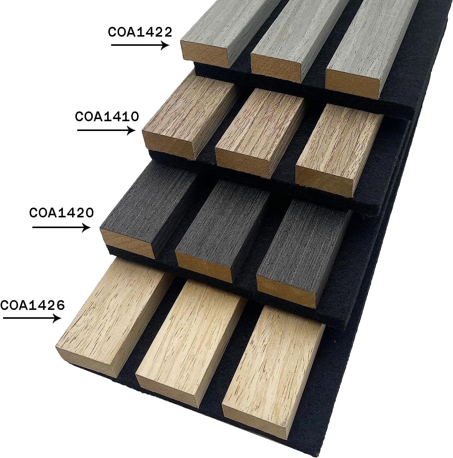 CONCORD WALLCOVERINGS ™ Acoustic Wall Panels – Wooden Sound-Absorbing 3D Veneers for Noise Reduction & Soundproofing, Home Theater - 94.5" x 5" (Pack of 6, Covers 18.7 Sq Ft) - Charcoal COA1420