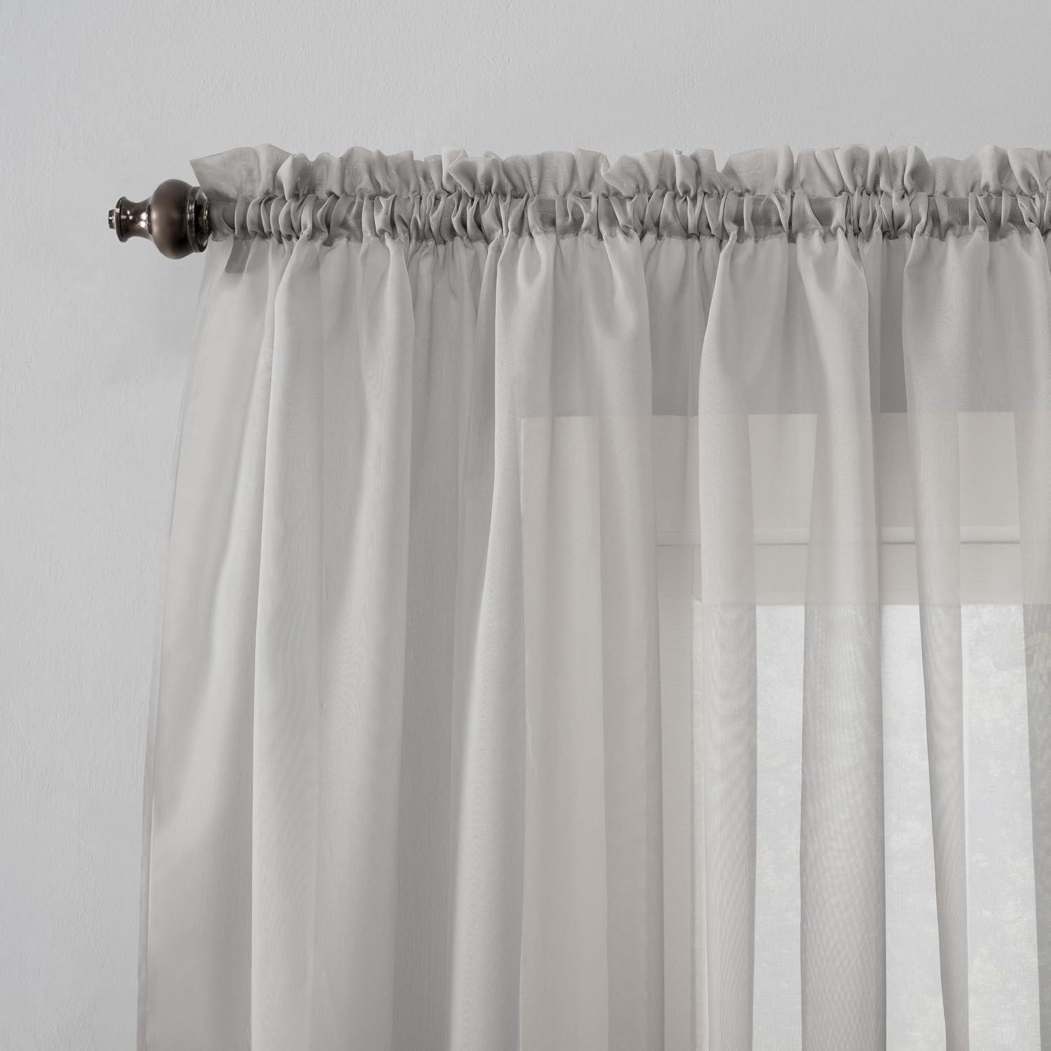 59"x95" No. 918 Sheer Emily Voile Rod Pocket Curtain Panel Silver Gray: Transitional Indoor Polyester Drapery