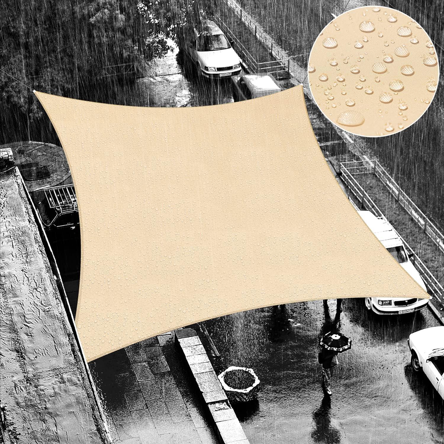 Beige Waterproof 7x12 Rectangle Shade Sail for Patio