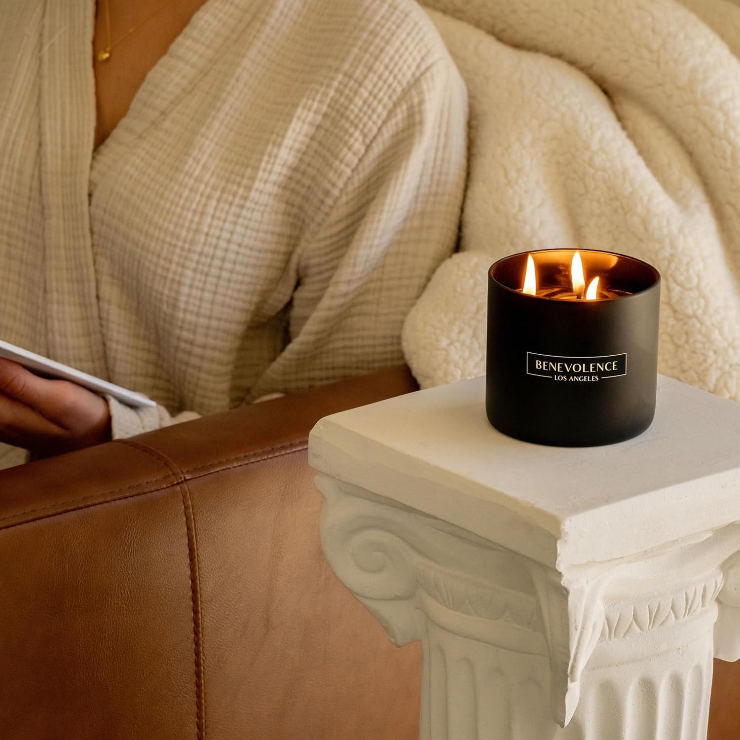 Benevolence LA  Black Wax  Scented Candle With Charcoal Scent- 14.5 oz