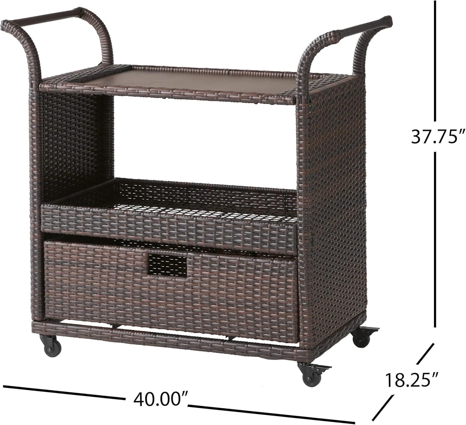 Karl Home Outdoor Wicker Bar Cart