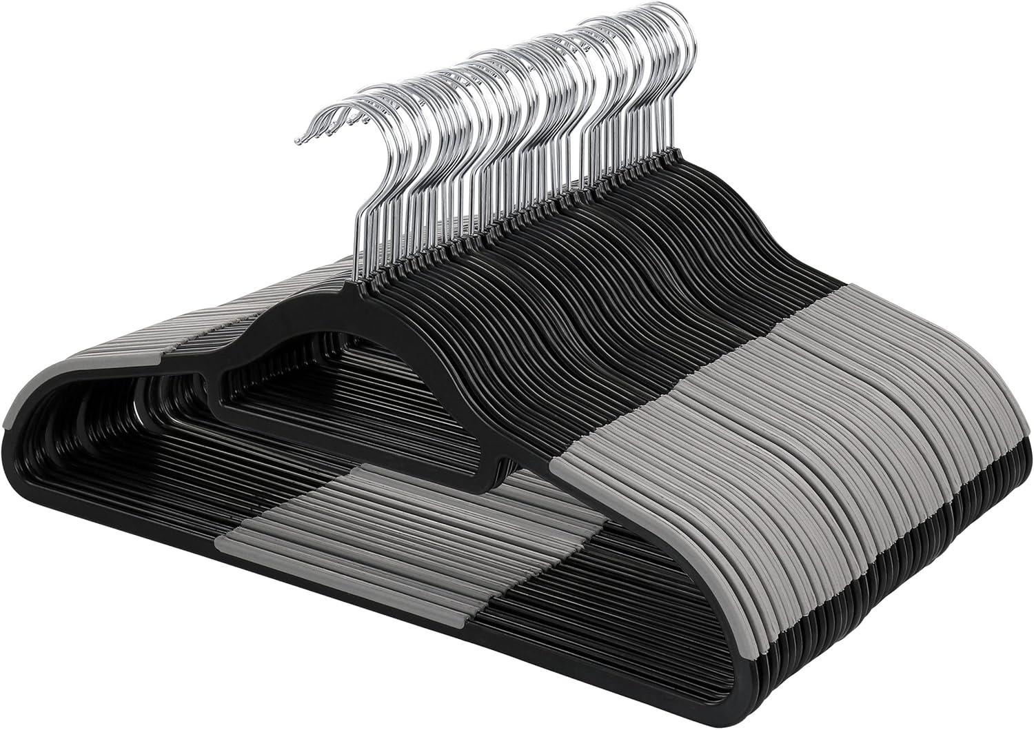 Elama 50 Piece Black and Gray Plastic Non-Slip Hangers