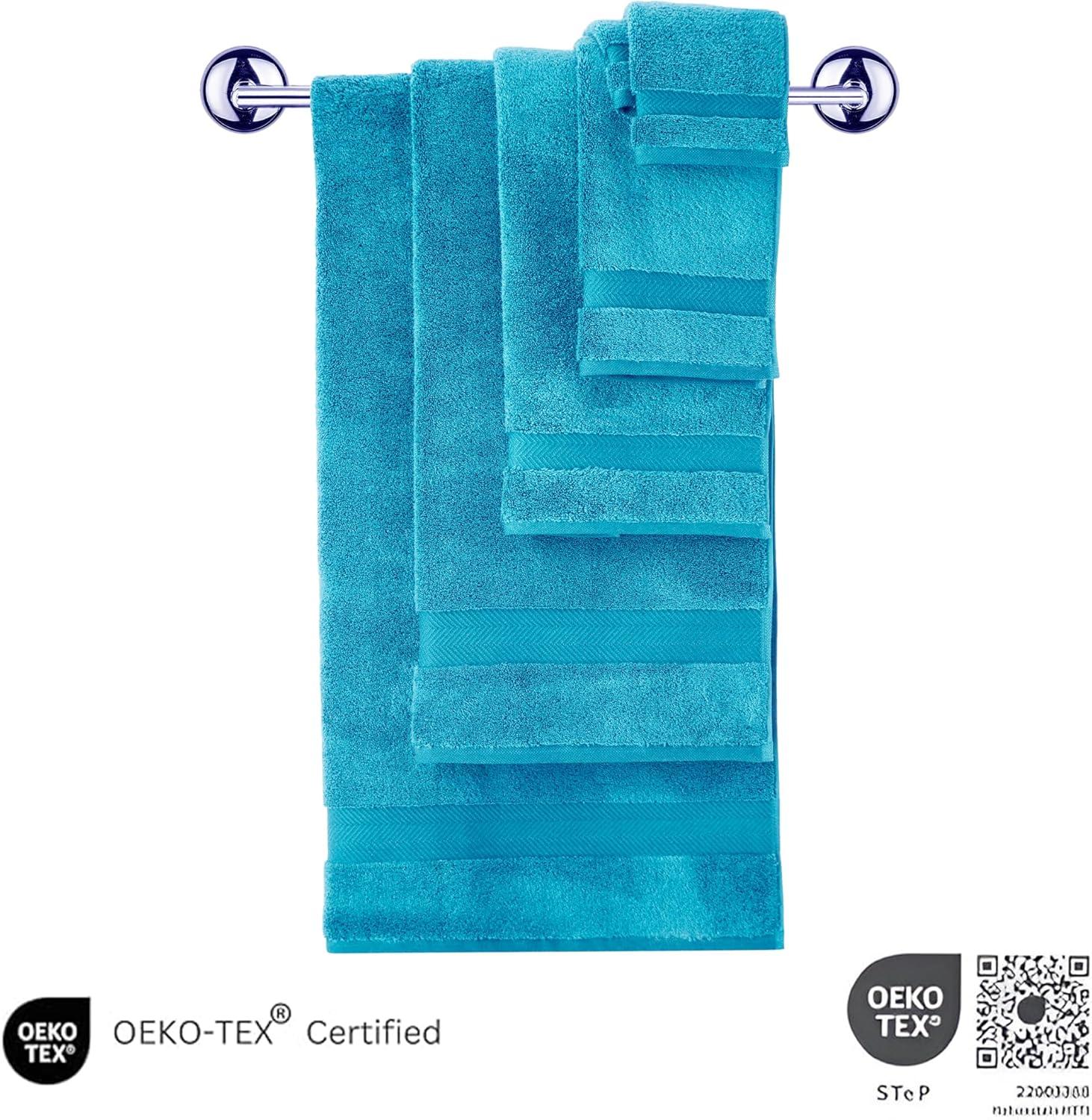 MAKROTEKS TEXTILE LLC Towels Beyond Becci Collection %100 Turkish Cotton Highly Absorbent & Quick Dry Soft Bath Towel Set of 6 Aqua