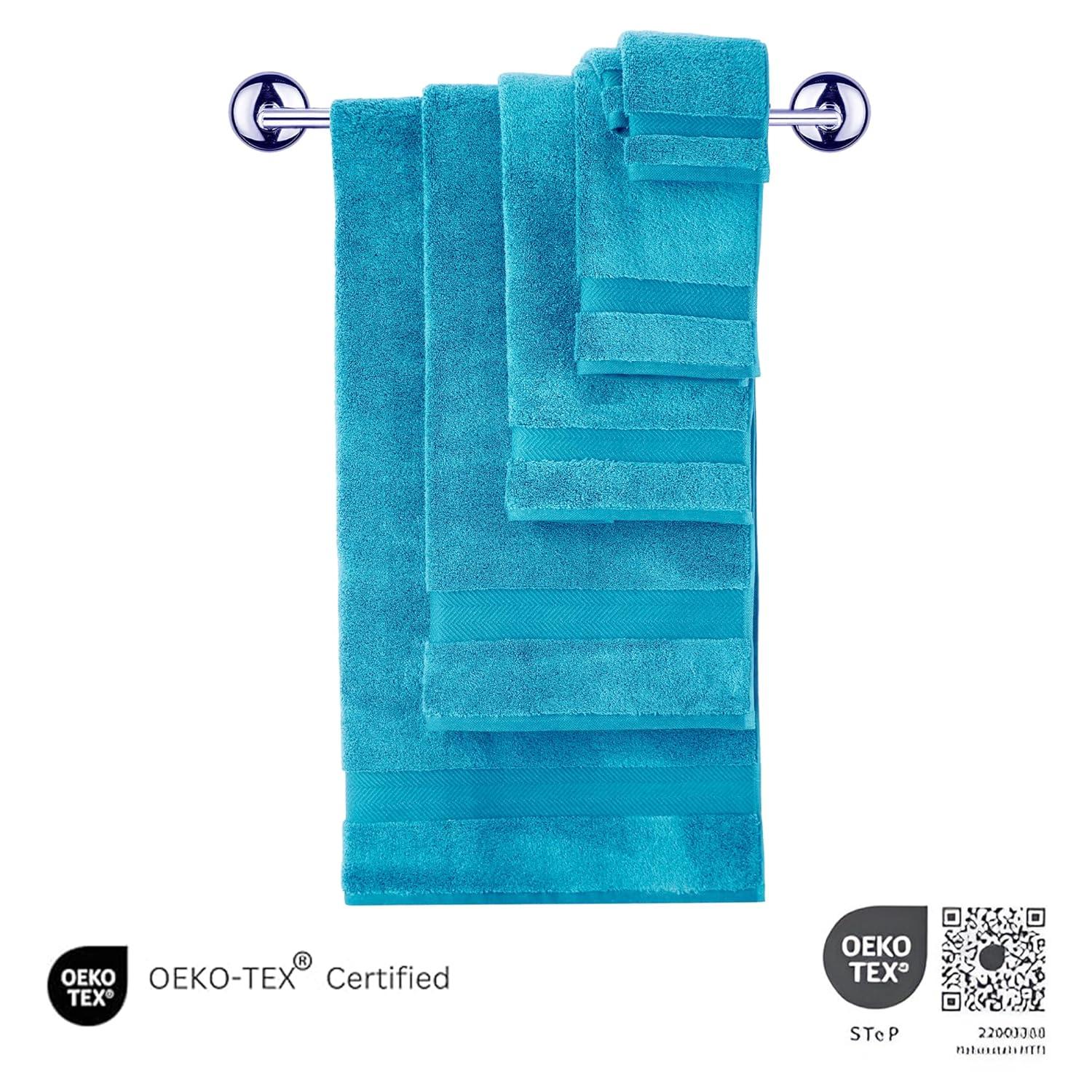 MAKROTEKS TEXTILE LLC Towels Beyond Becci Collection %100 Turkish Cotton Highly Absorbent & Quick Dry Soft Bath Towel Set of 6 Aqua