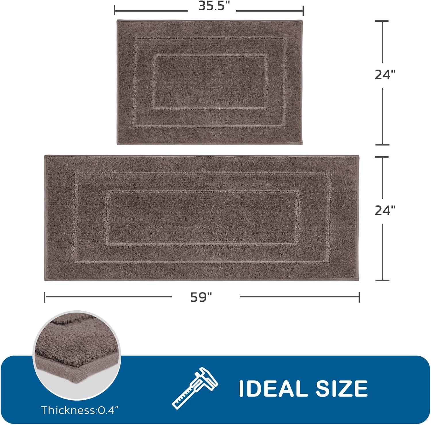Hokku Designs Machine Washable Kitchen Rug Set [2 PCS] (24" x 35.5"+ 24" x 59")