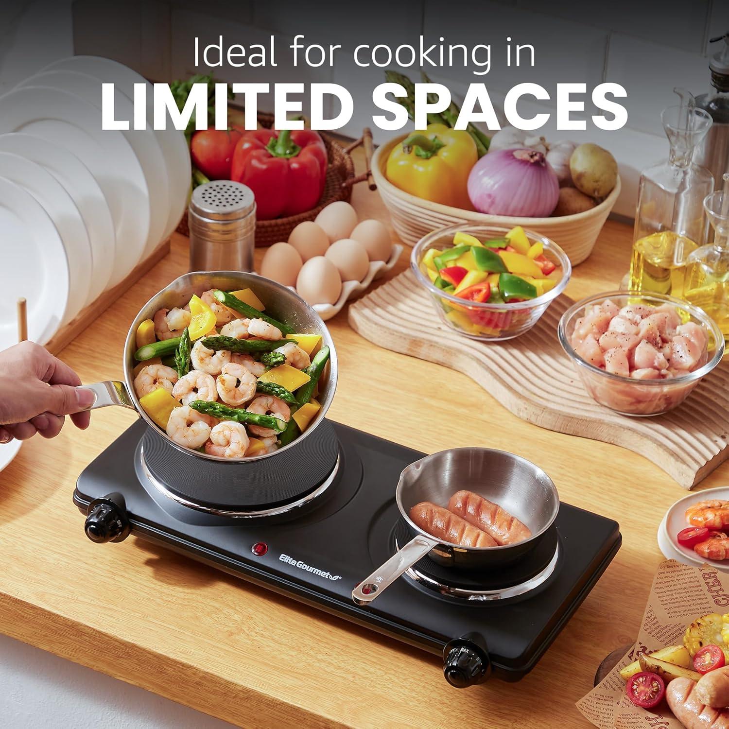 Elite Cuisine Electric Double Cast Burner Hot Plate EDB-302BF