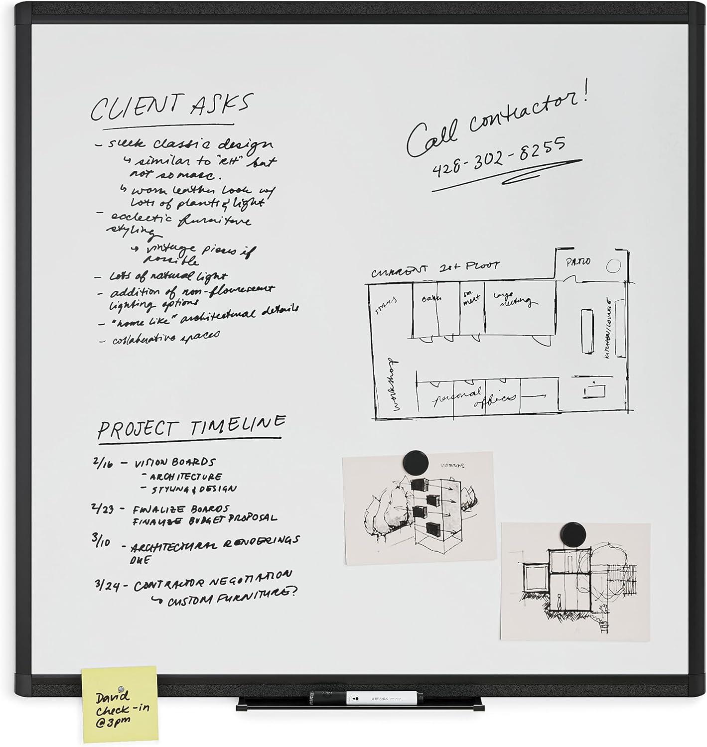 U Brands Wall Steel Magnetic Whiteboard