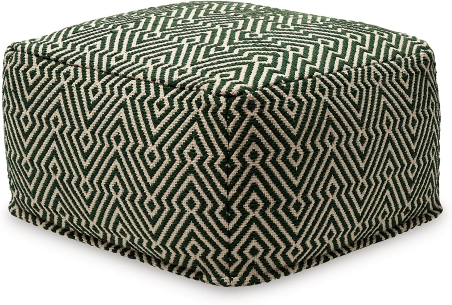 Signature Design by Ashley Abacy Pouf, Green & Ivory White