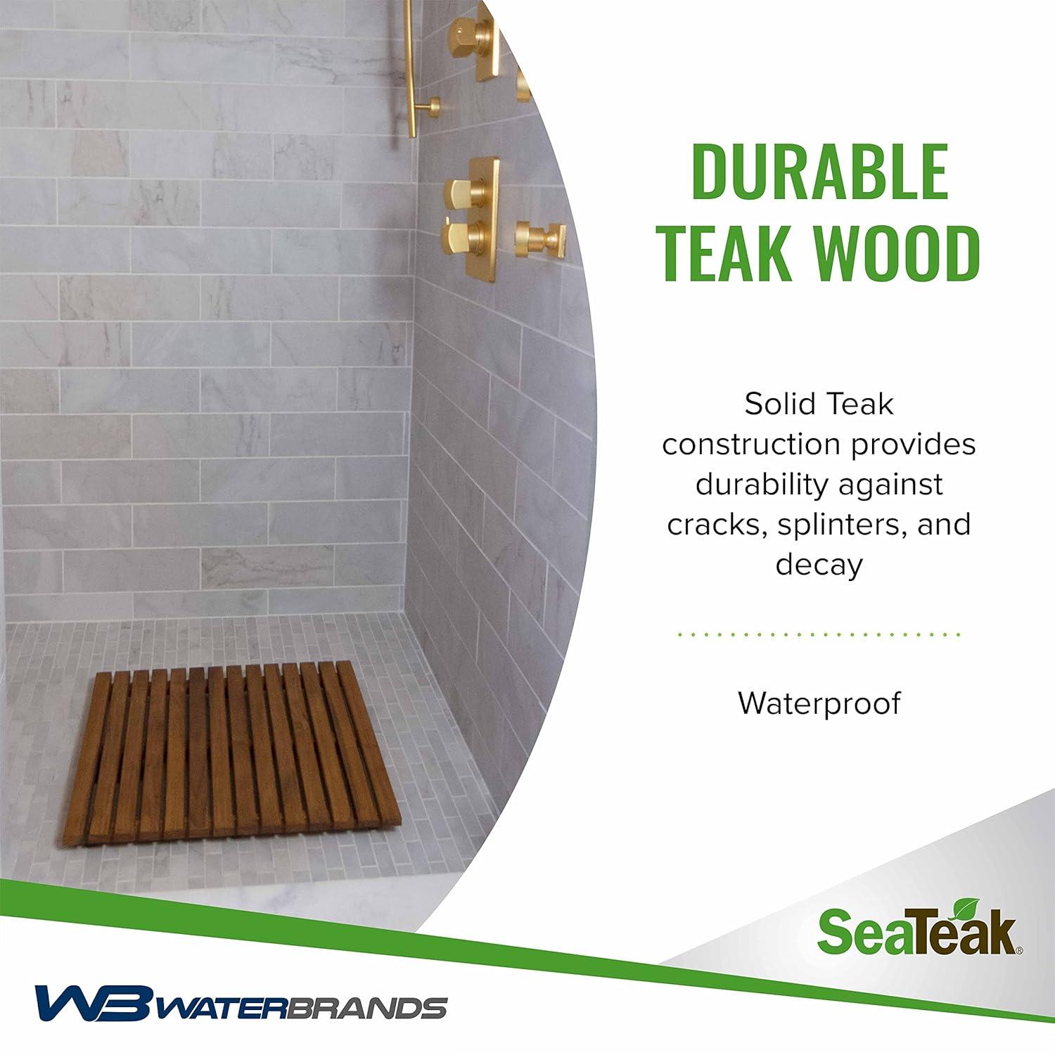 Small Teak Wood Non-Slip Shower Mat