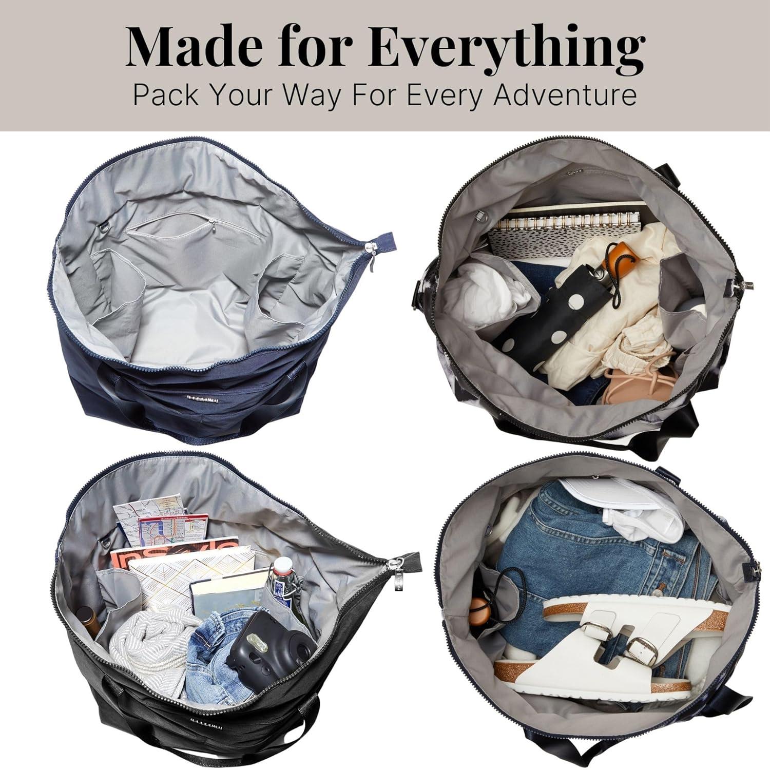 baggallini Women's Large Carryall Tote Bag with Crossbody Strap - FRENCH NAVY