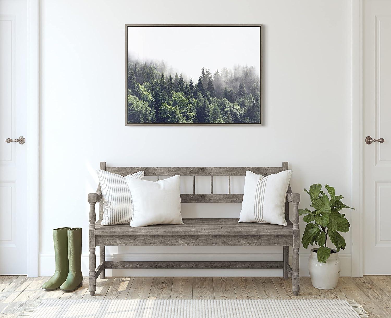 Sylvie Lush Green Forest on a Foggy Day Framed Canvas - Kate & Laurel All Things Decor