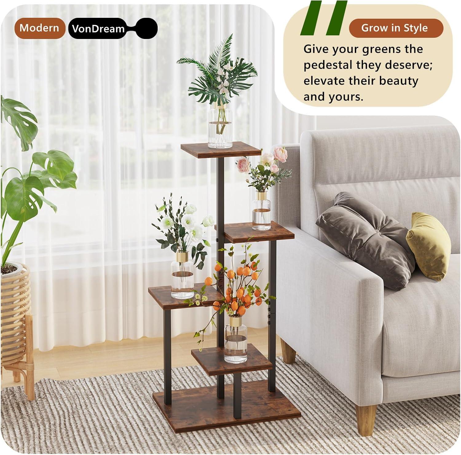 4 Tier Plant Stand Indoor, Tiered Plant Stands for Indoor Plants Multiple, Corner Flower Stand for Living Room, Multi-Layer Vintage Design Plant Shelf