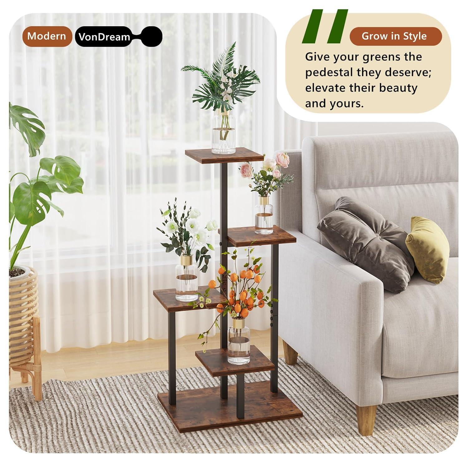 4 Tier Plant Stand Indoor, Tiered Plant Stands for Indoor Plants Multiple, Corner Flower Stand for Living Room, Multi-Layer Vintage Design Plant Shelf