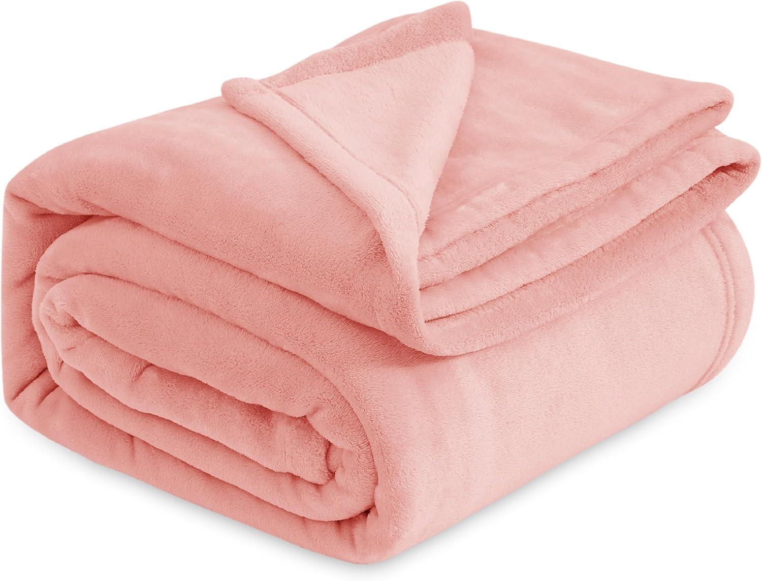 Queen Pink Fleece Sherpa Reversible Throw Blanket